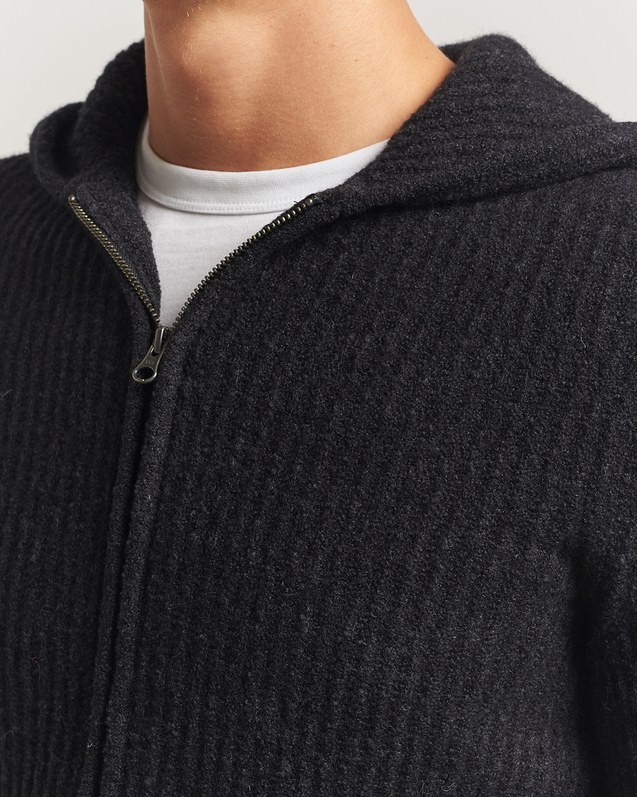 Uomini | Maglieria | Samsøe Samsøe | Koji Knitted Full Zip Hoodie Black Melange