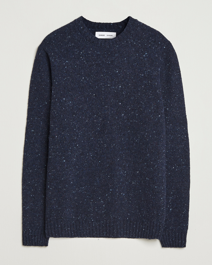 Uomini | Maglieria | Samsøe Samsøe | Nataniel Donegal Knitted Crew Neck Salute Navy