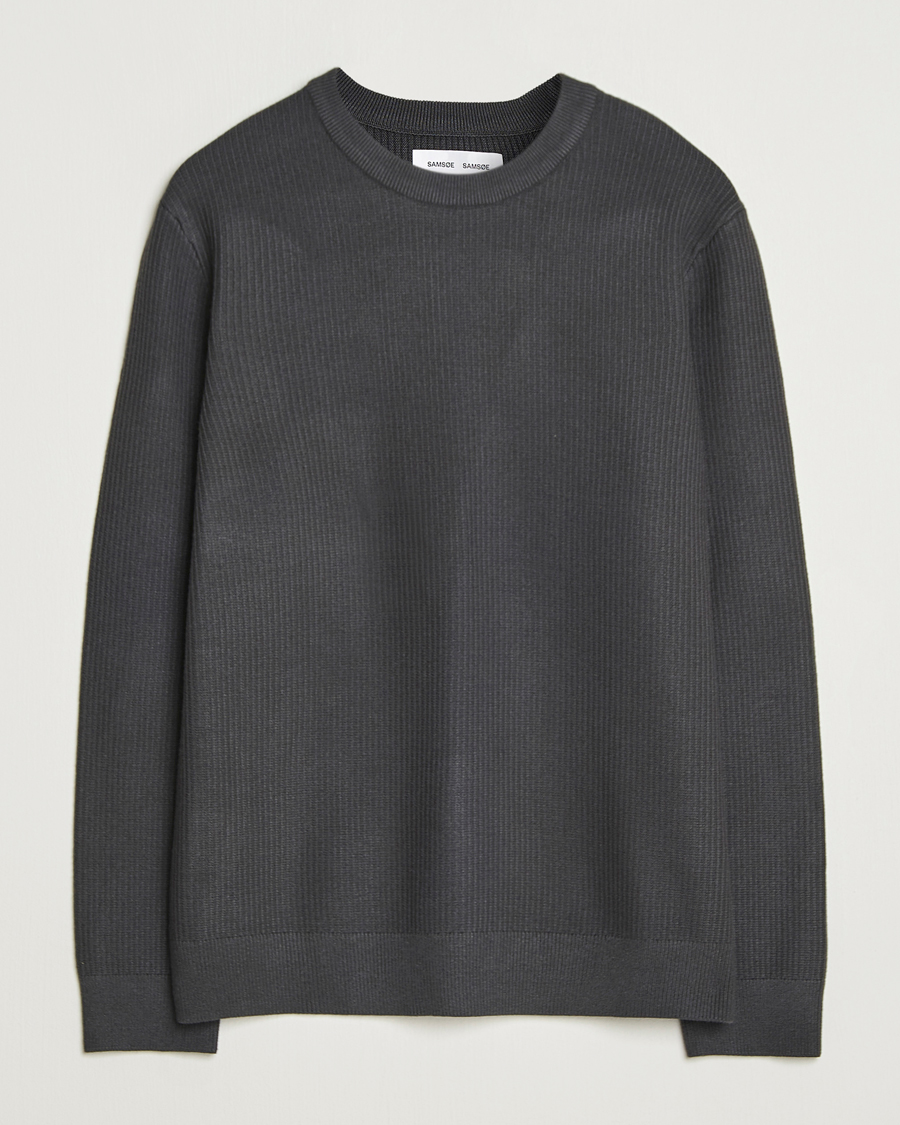 Uomini | Maglieria | Samsøe Samsøe | Dem Structured Knitted Crew Neck Black Oyster