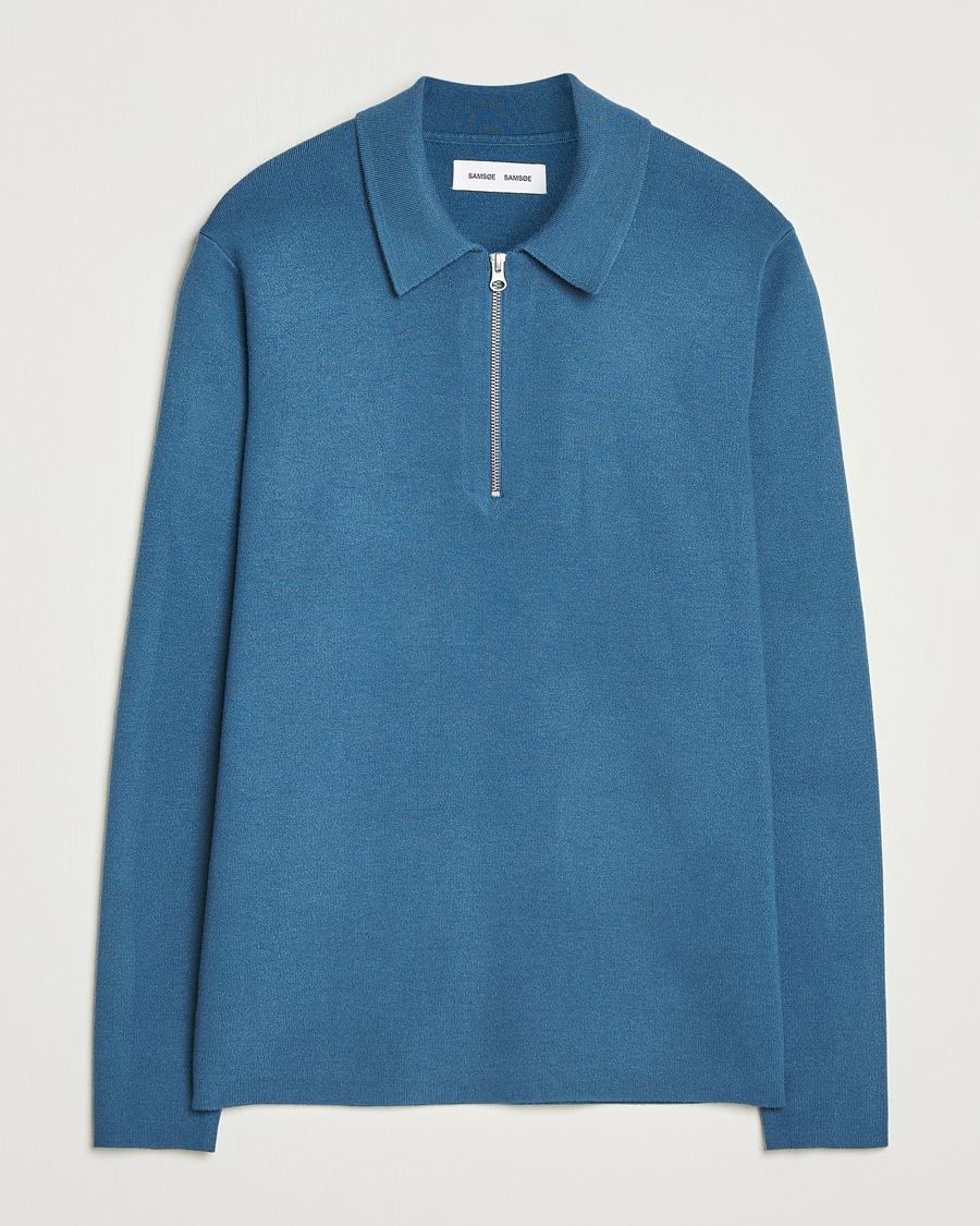 Uomini | Maglieria | Samsøe Samsøe | Guna Half Zip Stellar Blue