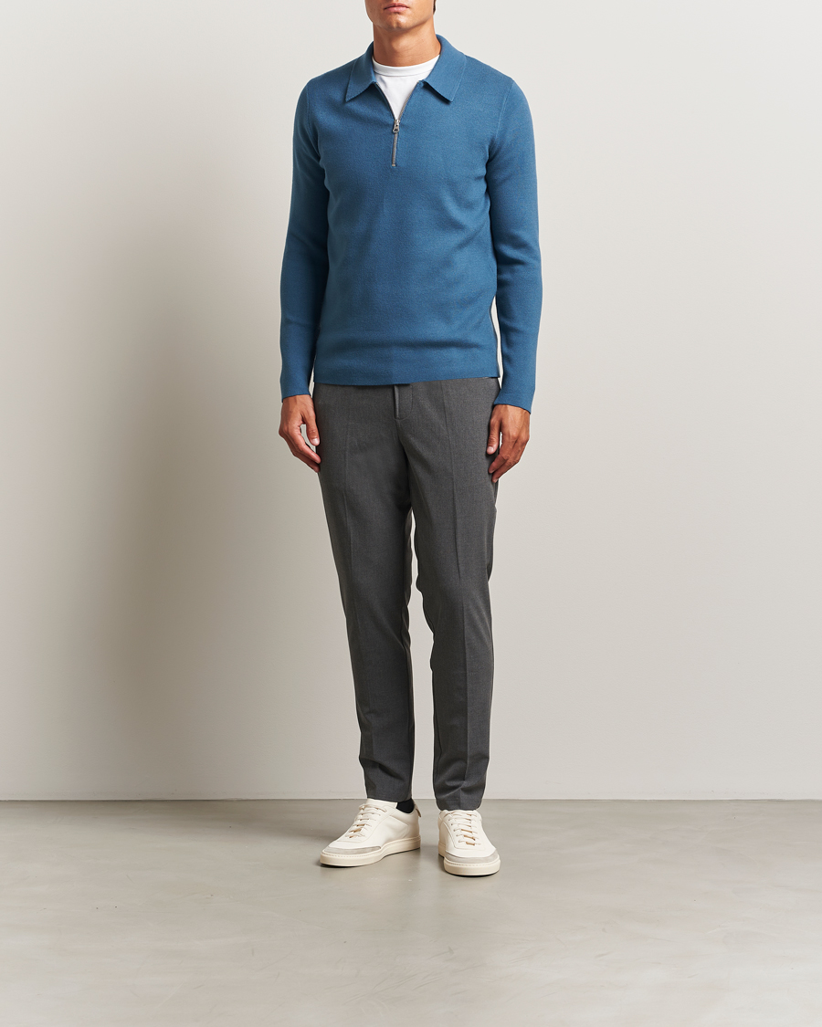 Uomini | Maglieria | Samsøe Samsøe | Guna Half Zip Stellar Blue