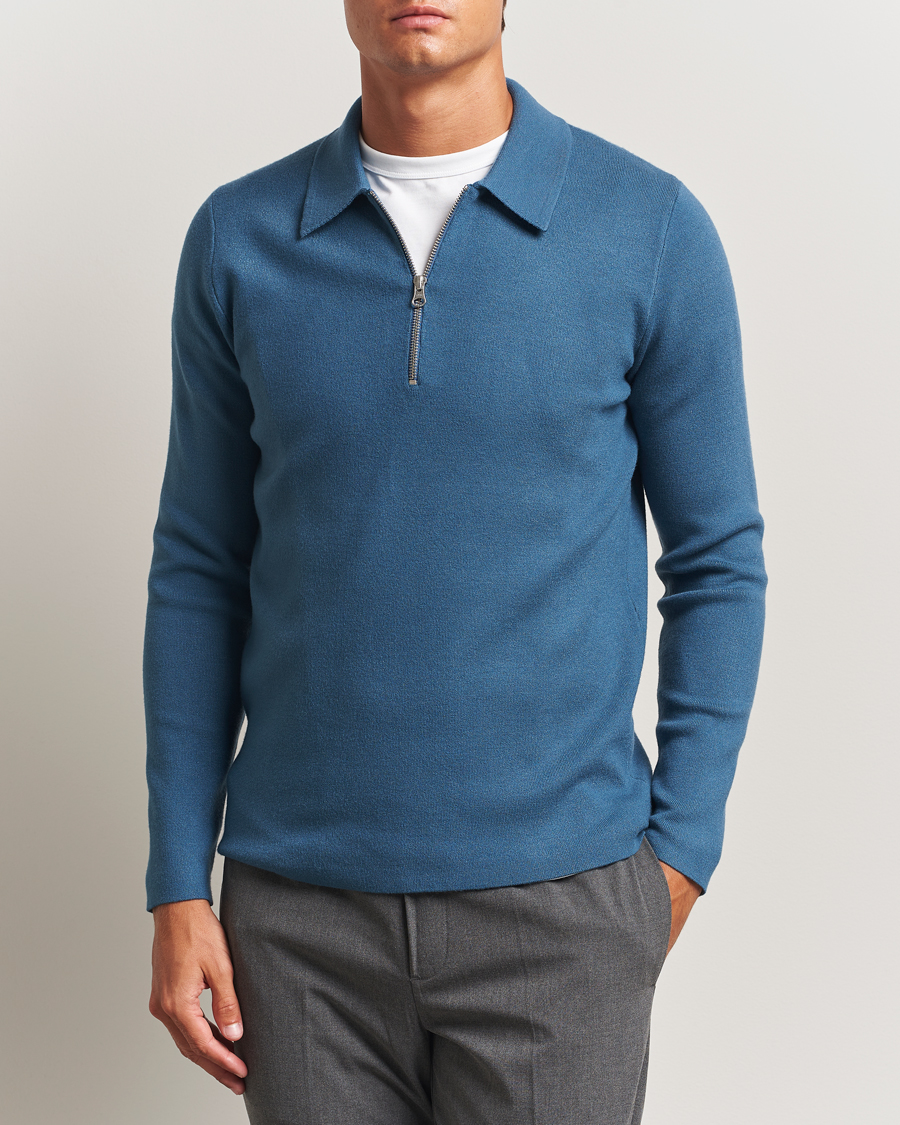 Uomini | Maglieria | Samsøe Samsøe | Guna Half Zip Stellar Blue
