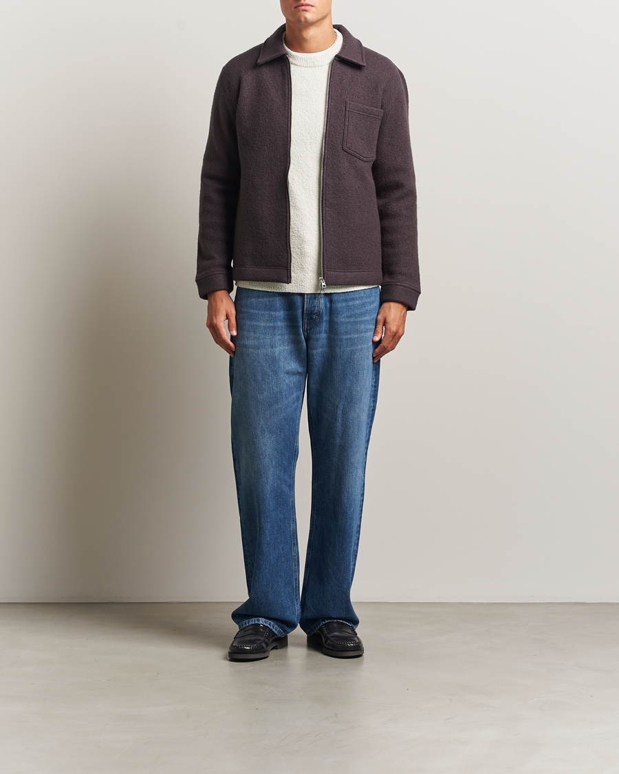 Uomini | Maglieria | Samsøe Samsøe | Hannes Boiled Wool Full Zip Turkish Coffee