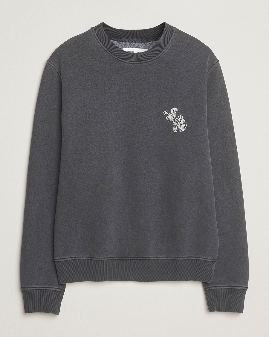 Uomini | Maglieria | Samsøe Samsøe | Phil Printed Crew Neck Sweatshirt Washed Black