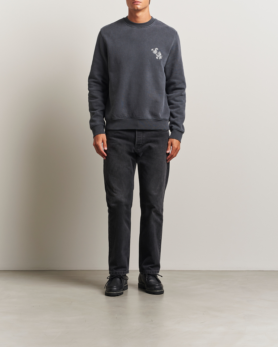 Uomini | Maglieria | Samsøe Samsøe | Phil Printed Crew Neck Sweatshirt Washed Black
