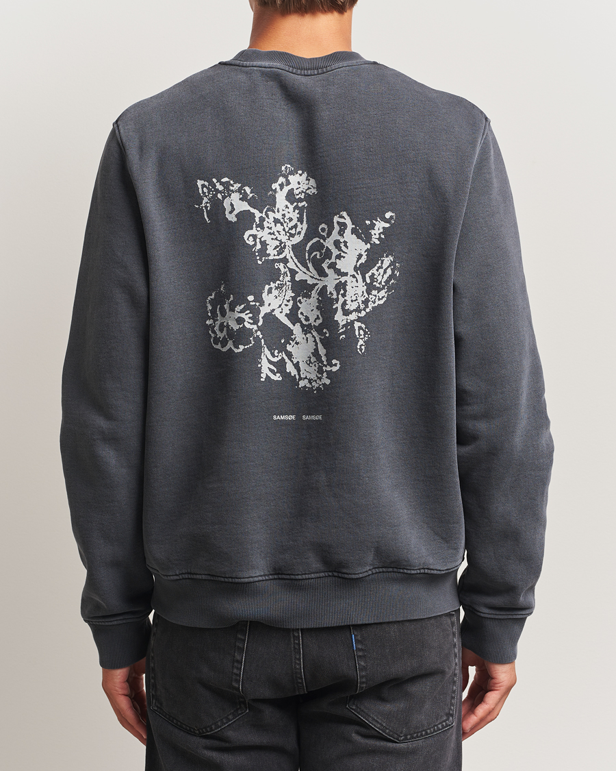 Uomini | Maglieria | Samsøe Samsøe | Phil Printed Crew Neck Sweatshirt Washed Black