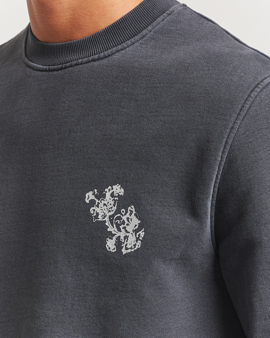 Uomini | Maglieria | Samsøe Samsøe | Phil Printed Crew Neck Sweatshirt Washed Black