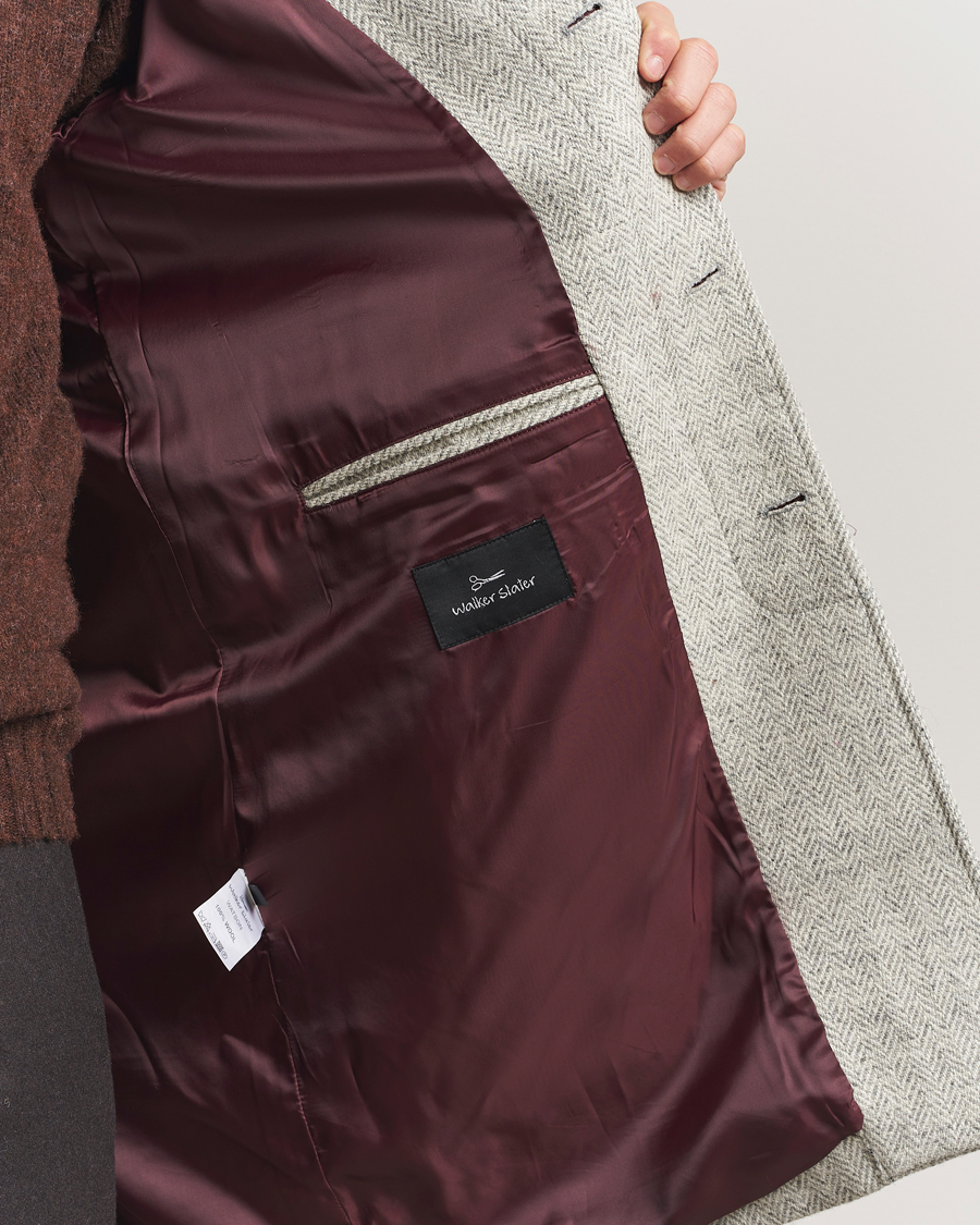 Uomini | Giacche | Walker Slater | Watson Harris Tweed Herringbone Coat Light Grey