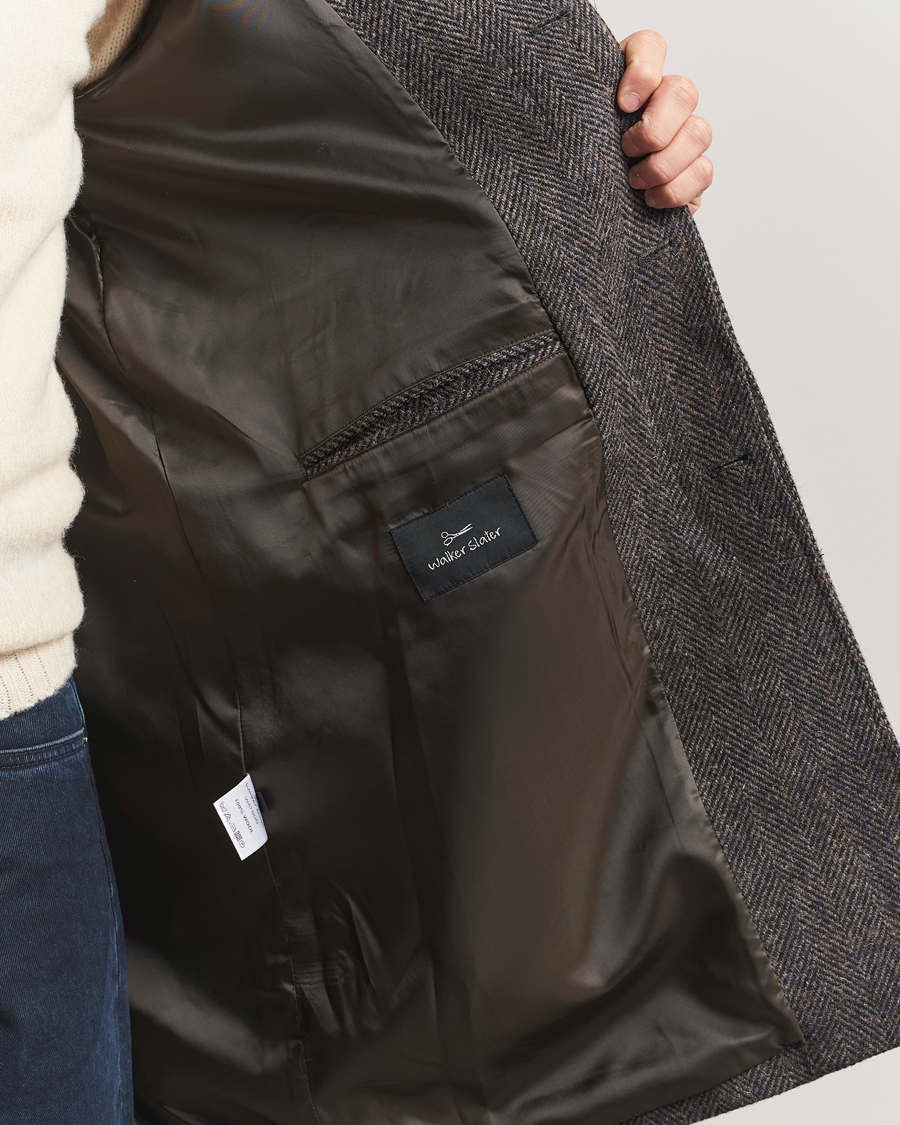 Uomini | Giacche | Walker Slater | Watson Harris Tweed Herringbone Coat Dark Brown