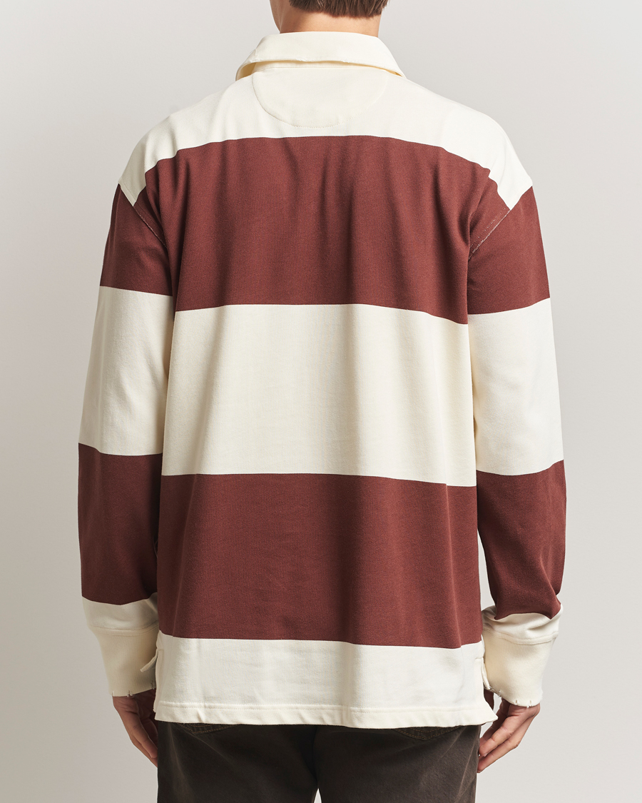 Uomini | Maglieria | GANT 240 Mulberry Street | Block Stripe Heavy Rugger Mahogany Brown/White