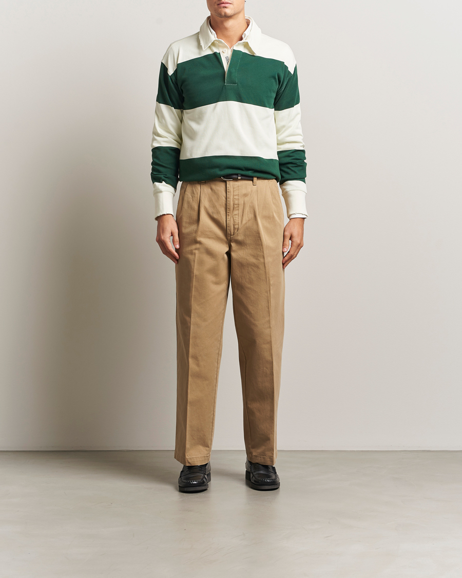 Uomini | Maglieria | GANT 240 Mulberry Street | Block Stripe Heavy Rugger Forest Green/White