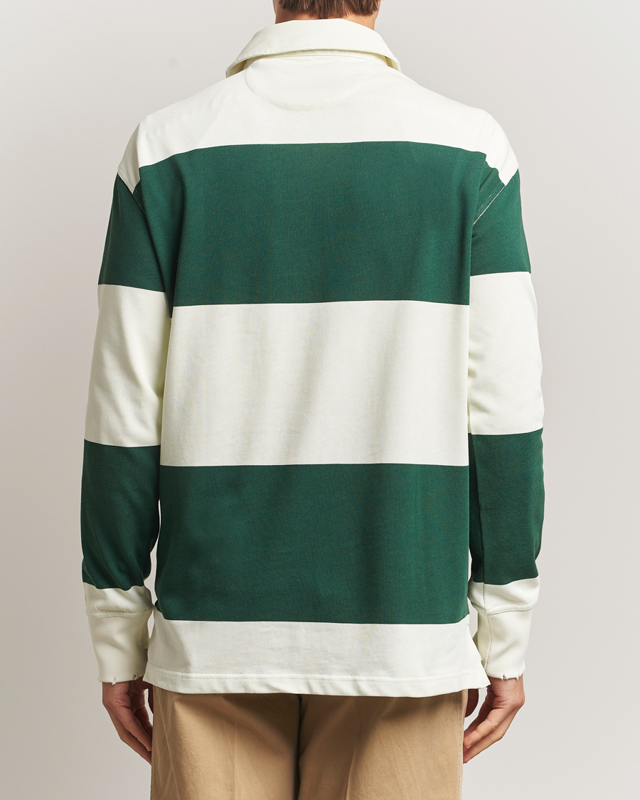 Uomini | Maglieria | GANT 240 Mulberry Street | Block Stripe Heavy Rugger Forest Green/White