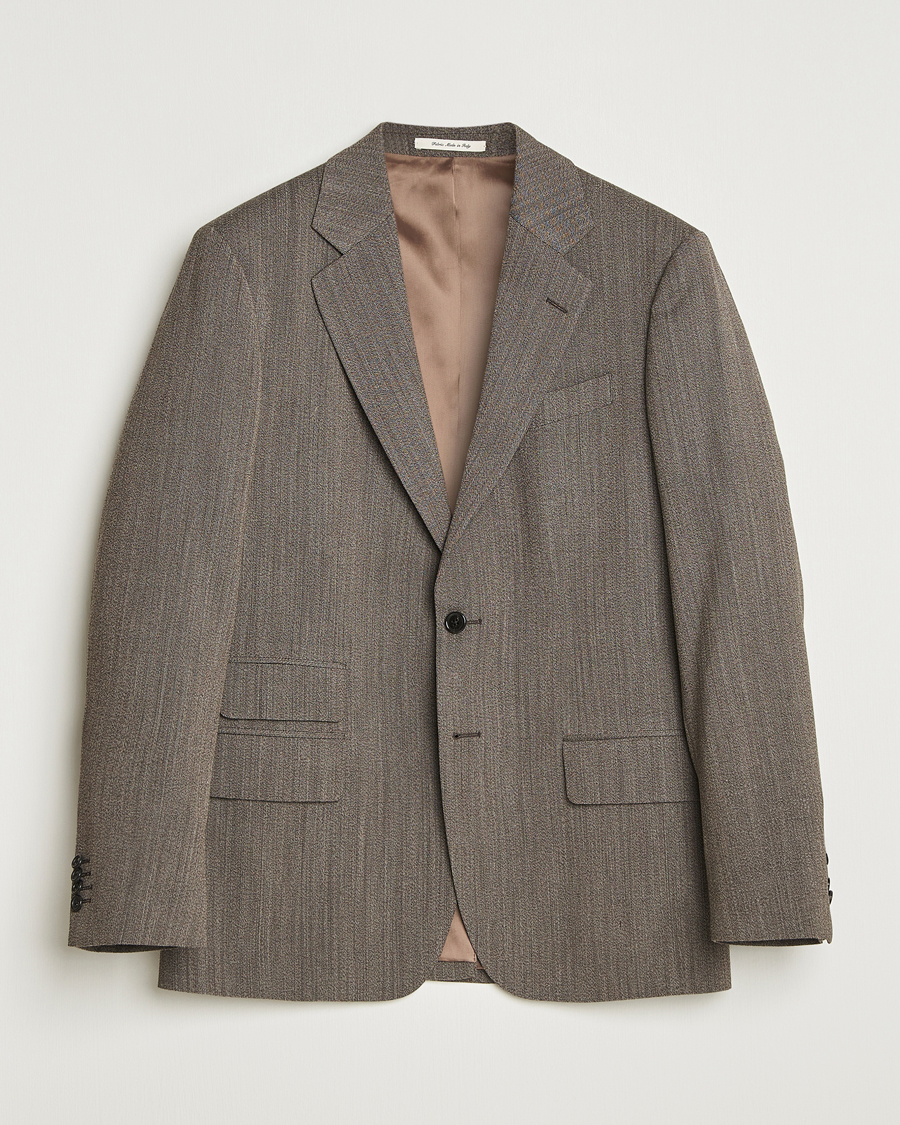 Uomini | Blazers | GANT 240 Mulberry Street | Herringbone Suit Jacket Deep Brown