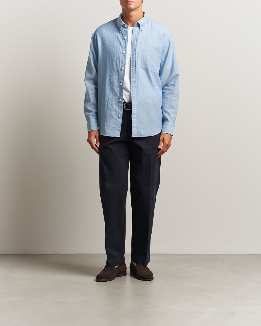 Uomini | Camicie | GANT 240 Mulberry Street | Relaxed Fit Chambray Shirt Light Indigo