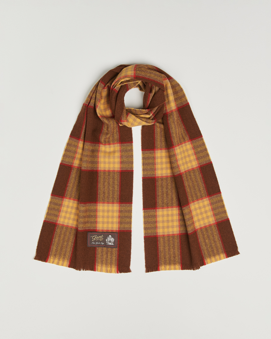 Uomini | GANT 240 Mulberry Street Wool Checked Scarf Mahogany Brown | GANT 240 Mulberry Street | Wool Checked Scarf Mahogany Brown