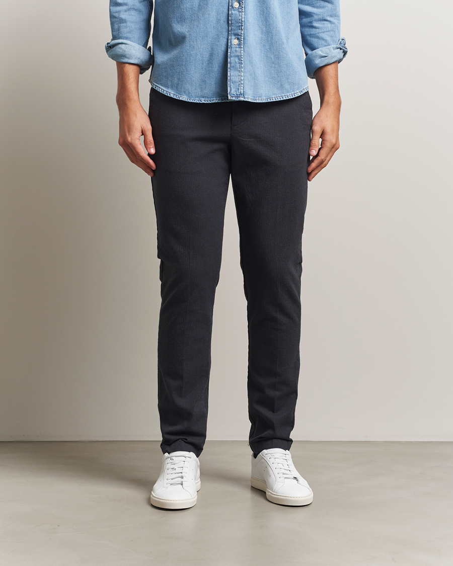 Uomini | Pantaloni | Gant | Slim Fit Cotton Herringbone Trousers Antracite