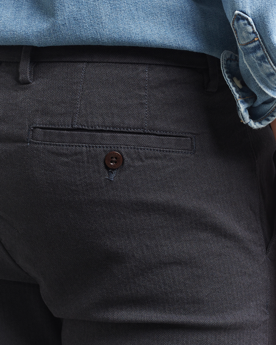 Uomini | Pantaloni | Gant | Slim Fit Cotton Herringbone Trousers Antracite