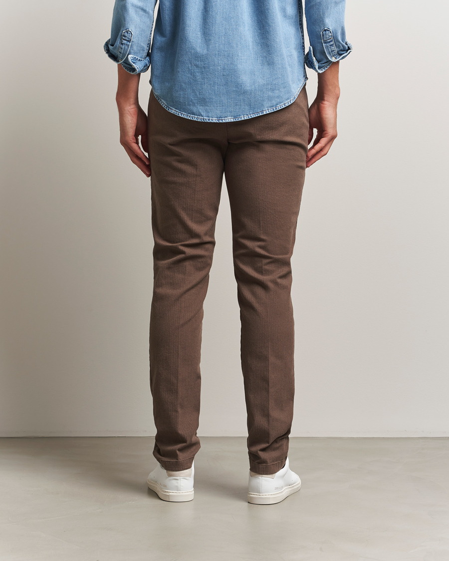 Uomini | Pantaloni | Gant | Slim Fit Cotton Herringbone Trousers Rich Brown