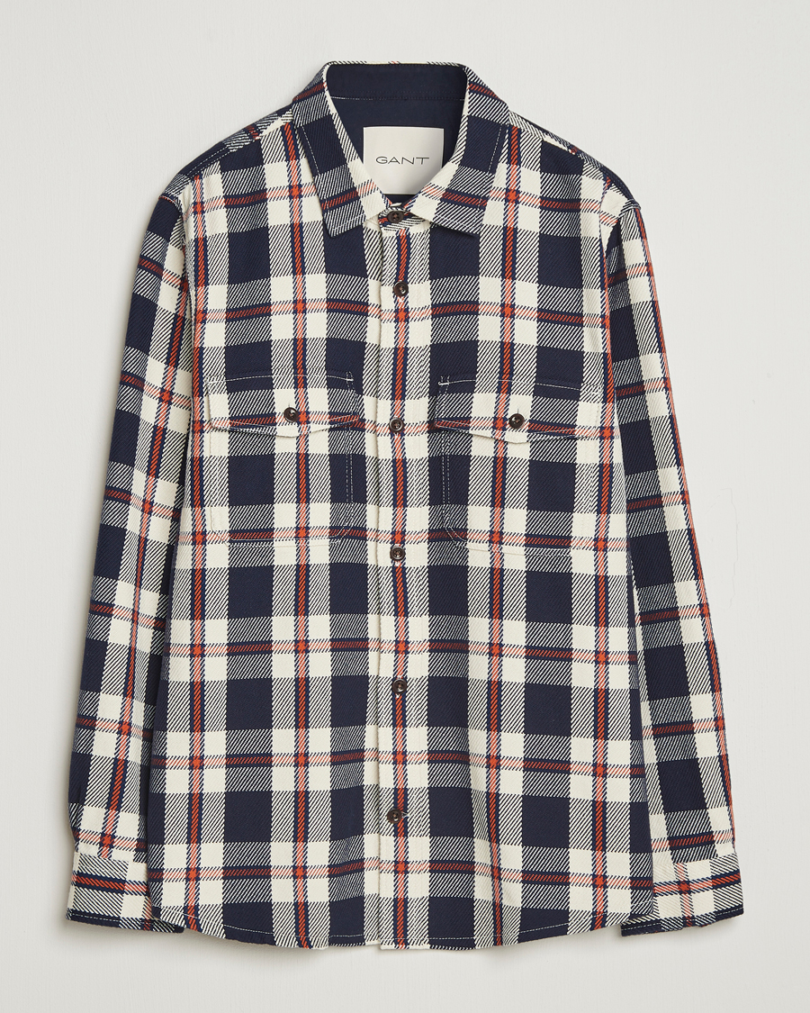 Uomini | Camicie | Gant | Heavy Twill Checked Overshirt Evening Blue