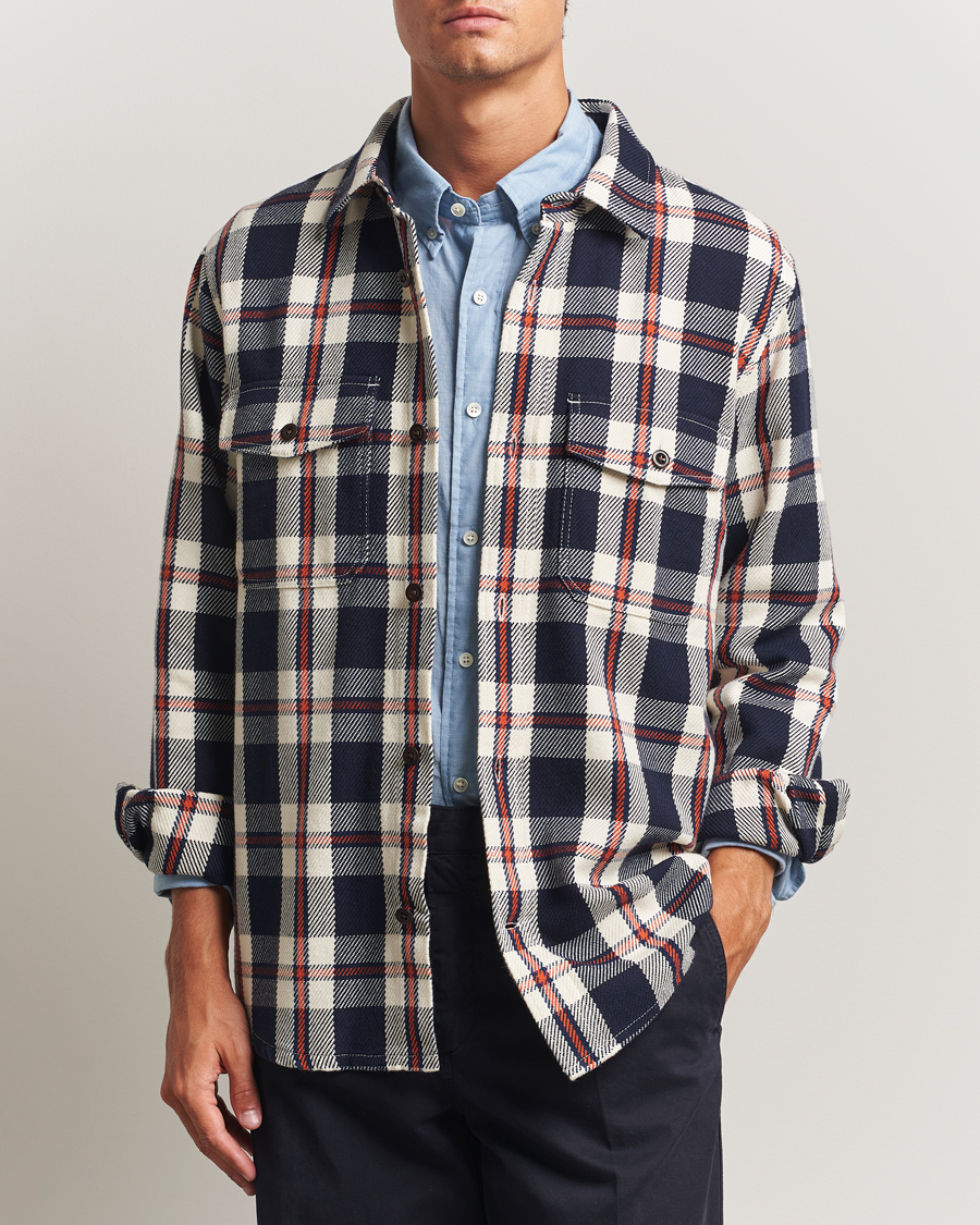 Uomini | Camicie | Gant | Heavy Twill Checked Overshirt Evening Blue