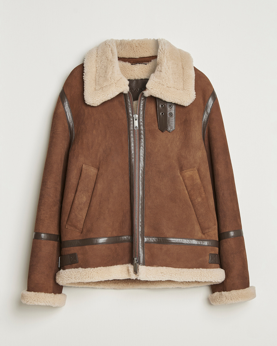 Uomini | Giacche | Gant | Suede Shearling Jacket Mahogany Brown