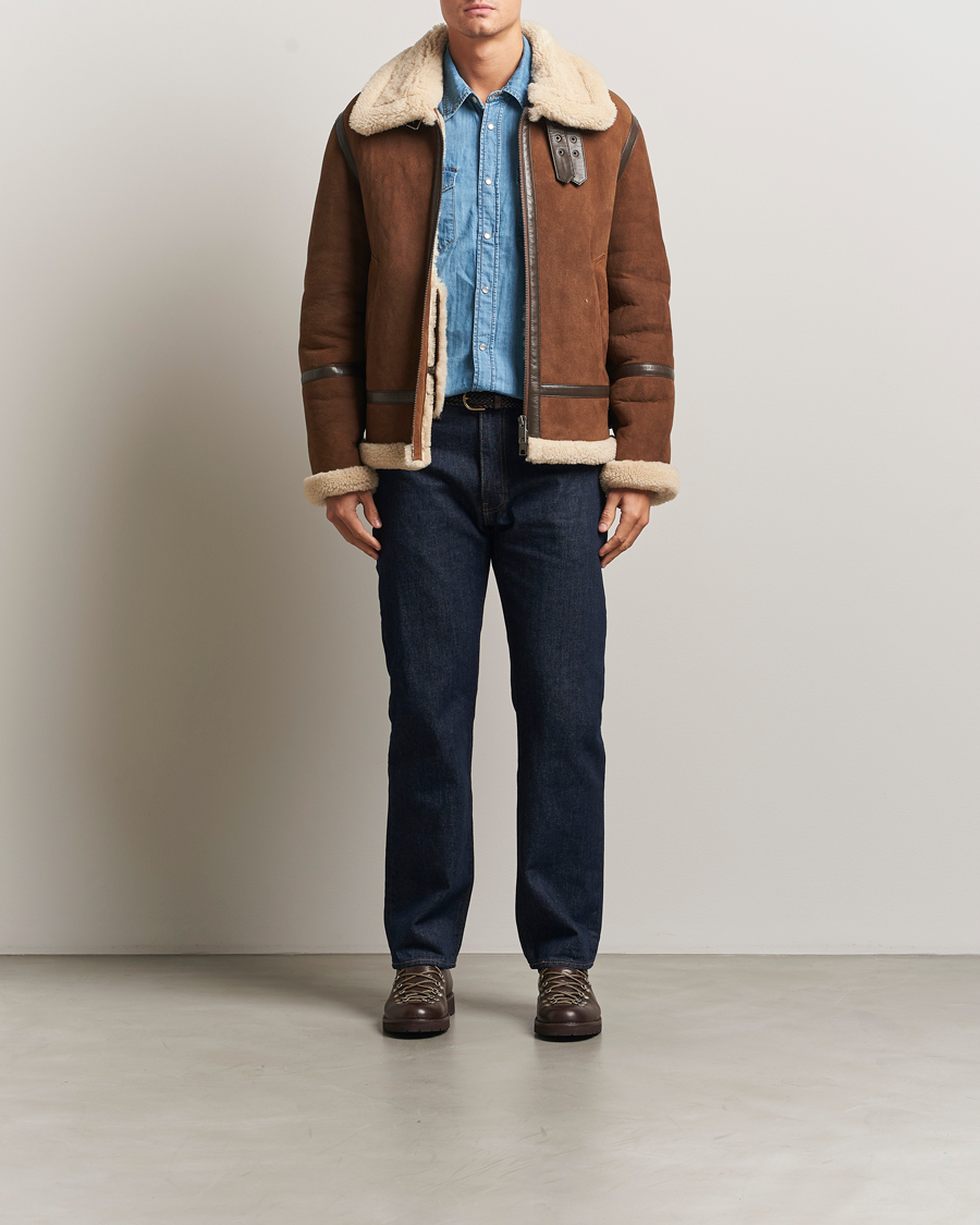 Uomini | Giacche | Gant | Suede Shearling Jacket Mahogany Brown