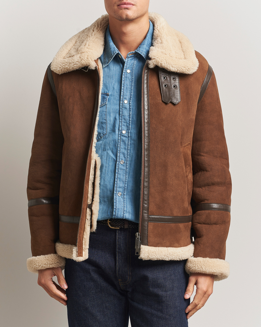 Uomini | Giacche | Gant | Suede Shearling Jacket Mahogany Brown