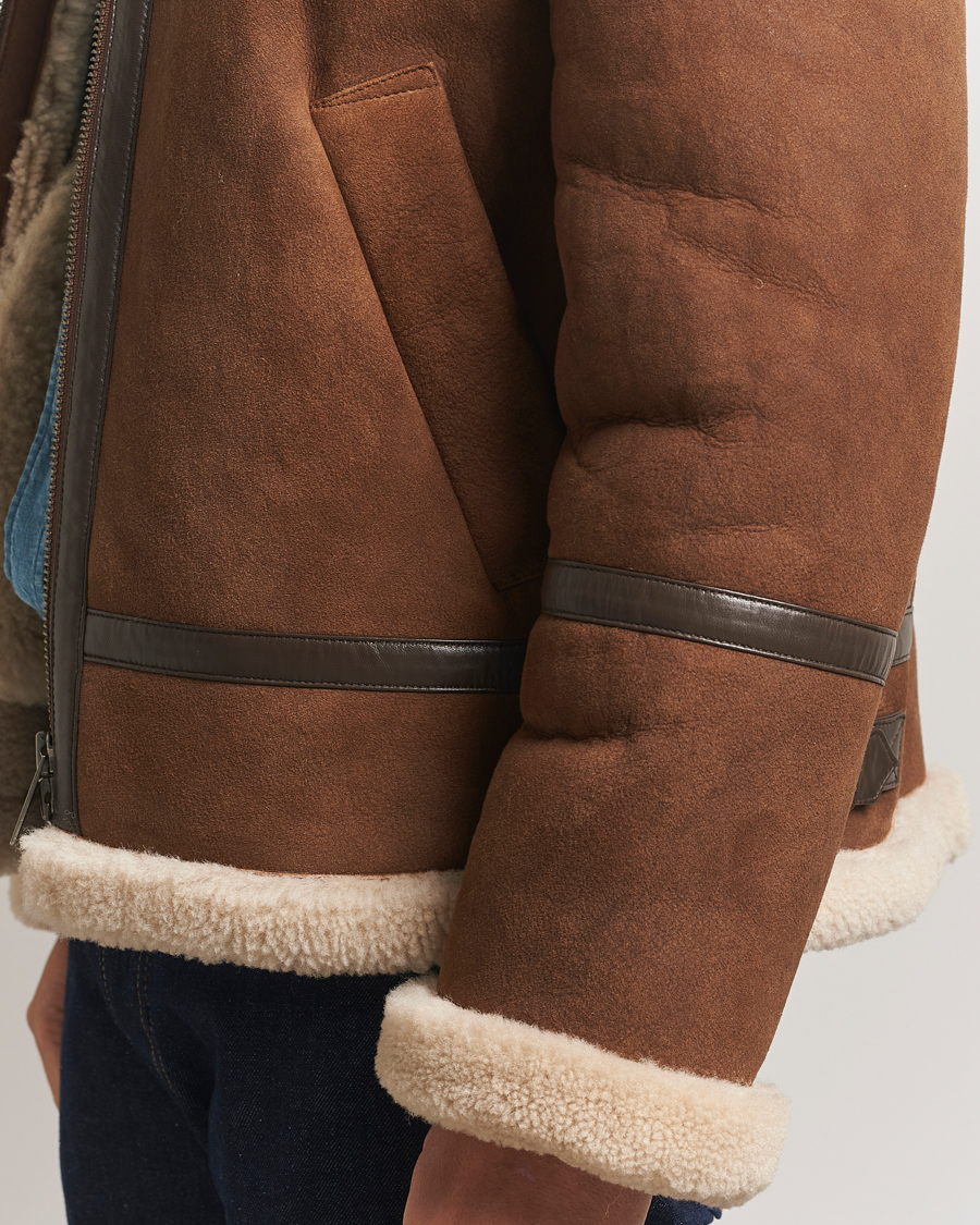 Uomini | Giacche | Gant | Suede Shearling Jacket Mahogany Brown