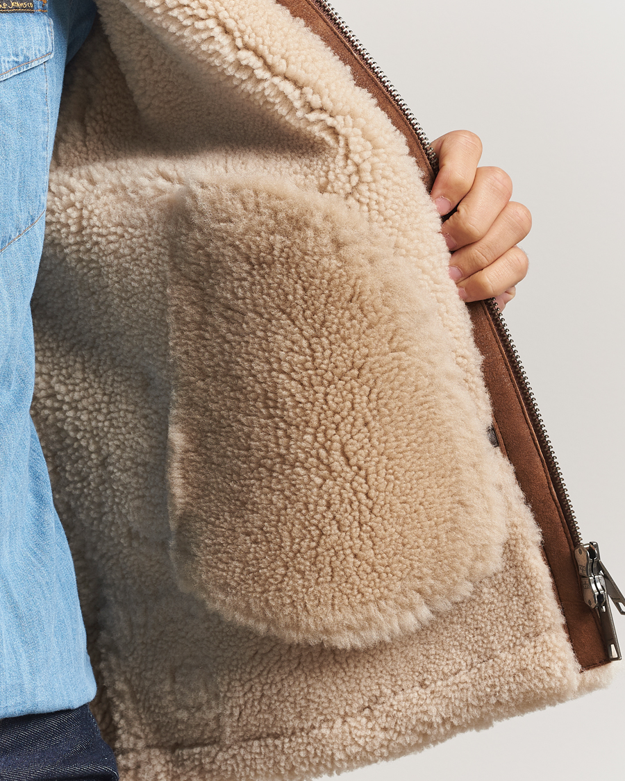 Uomini | Giacche | Gant | Suede Shearling Jacket Mahogany Brown