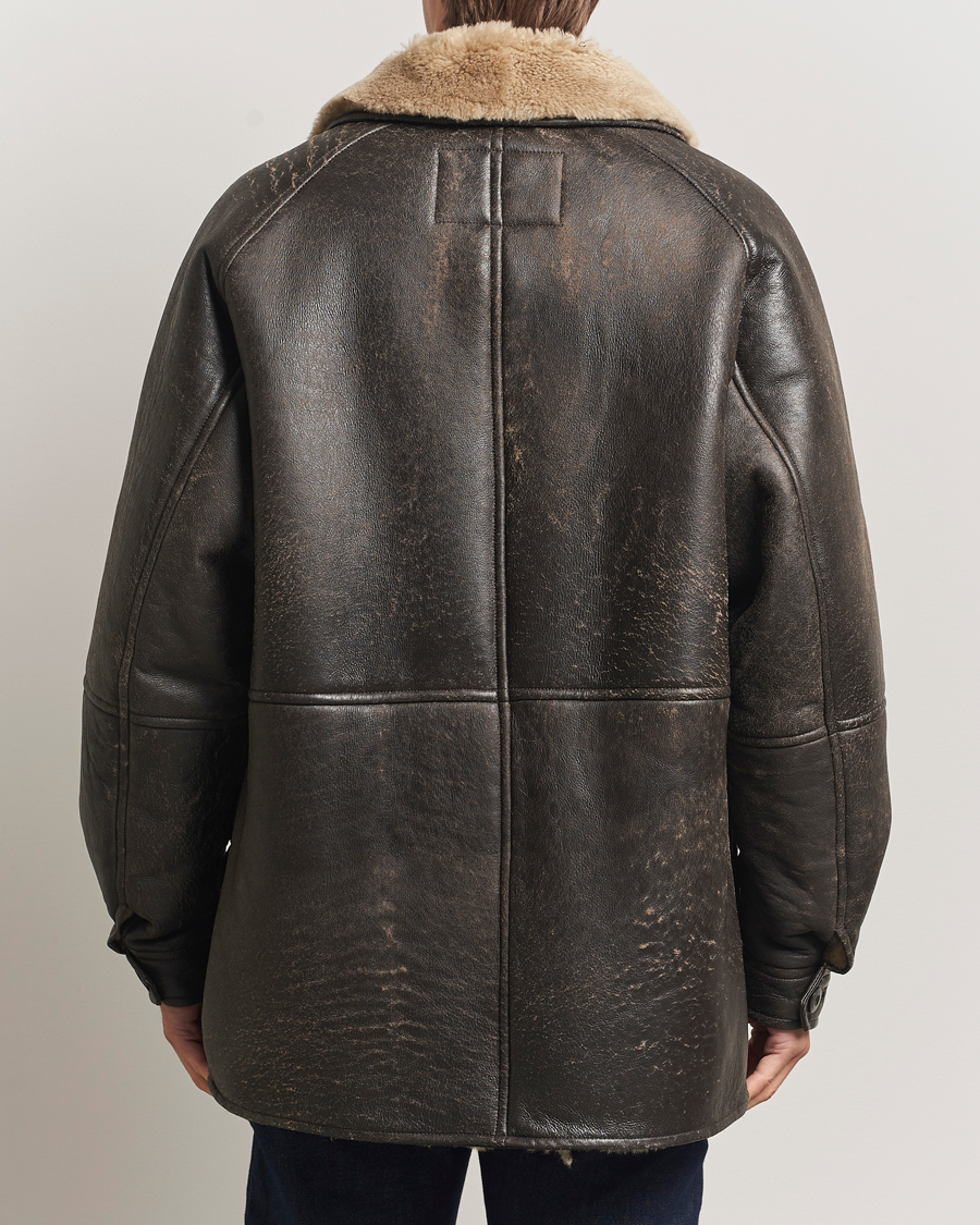 Uomini | Giacche | Gant | Worn In Leather Shearling Jacket Deep Brown