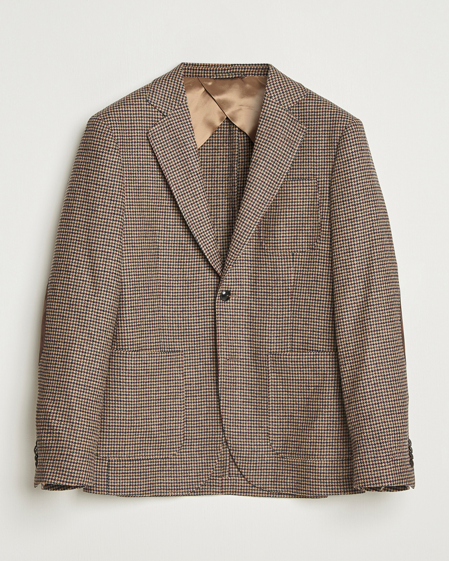 Uomini | Blazers | GANT | Wool Houndstooth Blazer Light Taupe