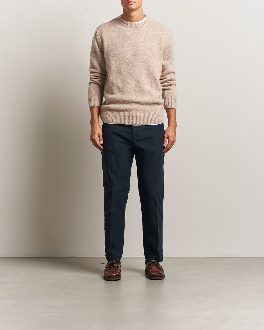 Uomini | Maglieria | Gant | Scottish Wool Knitted Crew Neck Sweater Khaki Melange
