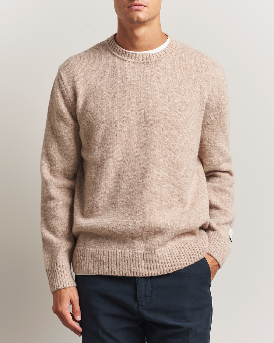 Uomini | Maglieria | Gant | Scottish Wool Knitted Crew Neck Sweater Khaki Melange