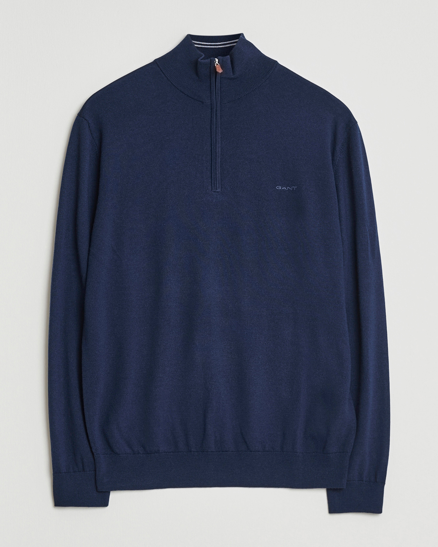 Uomini | Maglieria | Gant | Extrafine Merino Wool Half Zip Marine