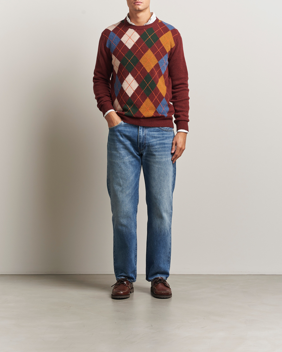 Uomini | Maglieria | Gant | Lambswool Argyle Knitted Crew Neck Winter Wine