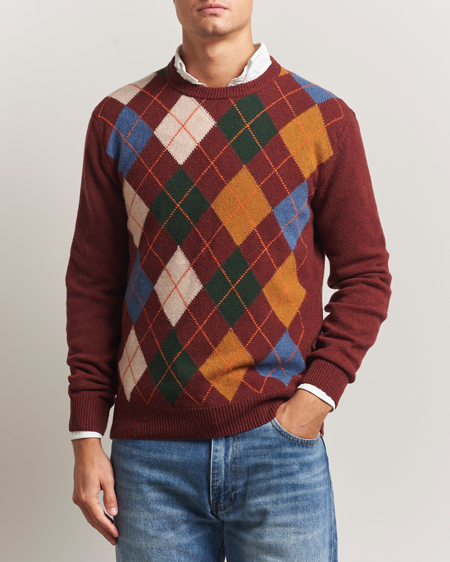 Uomini | Maglieria | Gant | Lambswool Argyle Knitted Crew Neck Winter Wine