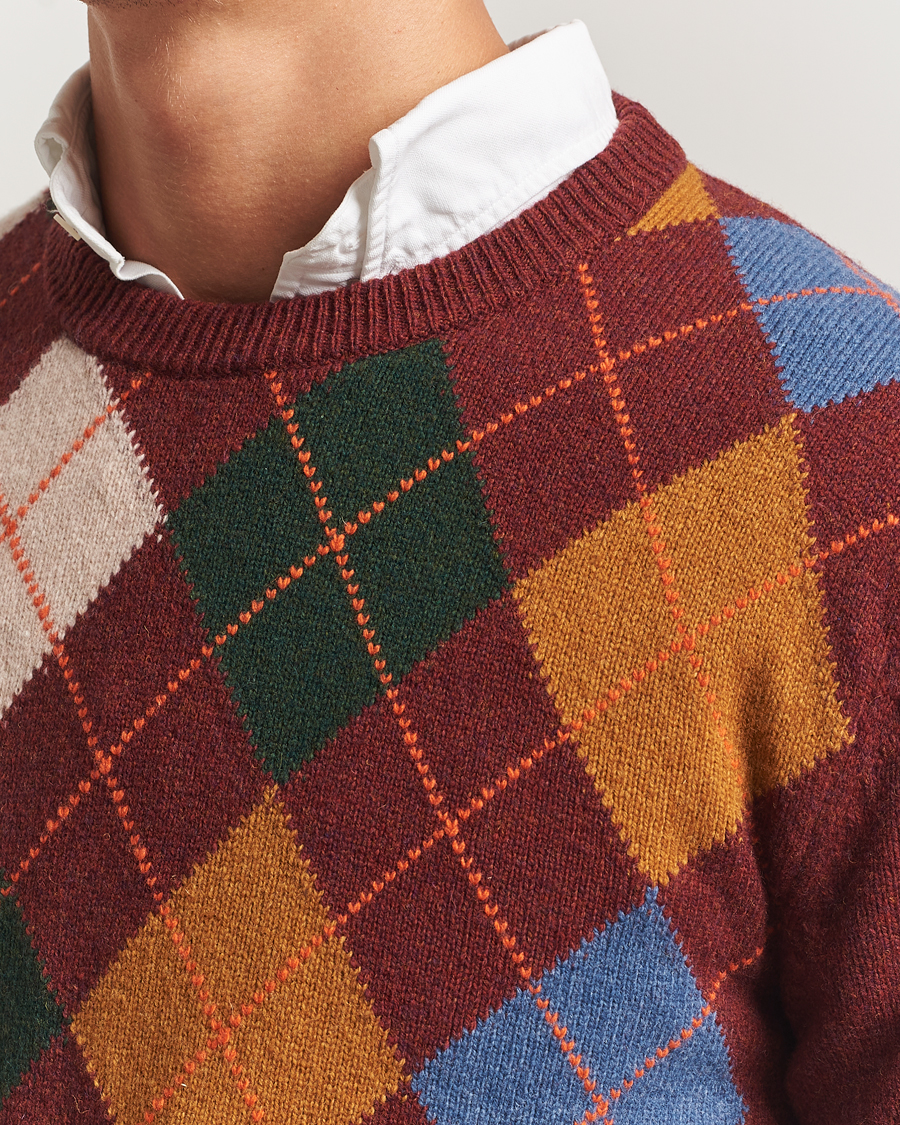 Uomini | Maglieria | Gant | Lambswool Argyle Knitted Crew Neck Winter Wine