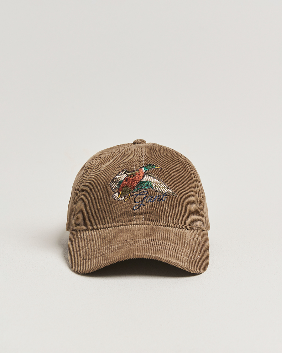 Uomini | GANT Graphic Embroidered Washed Cord Cap Taupe Beige | GANT | Graphic Embroidered Washed Cord Cap Taupe Beige