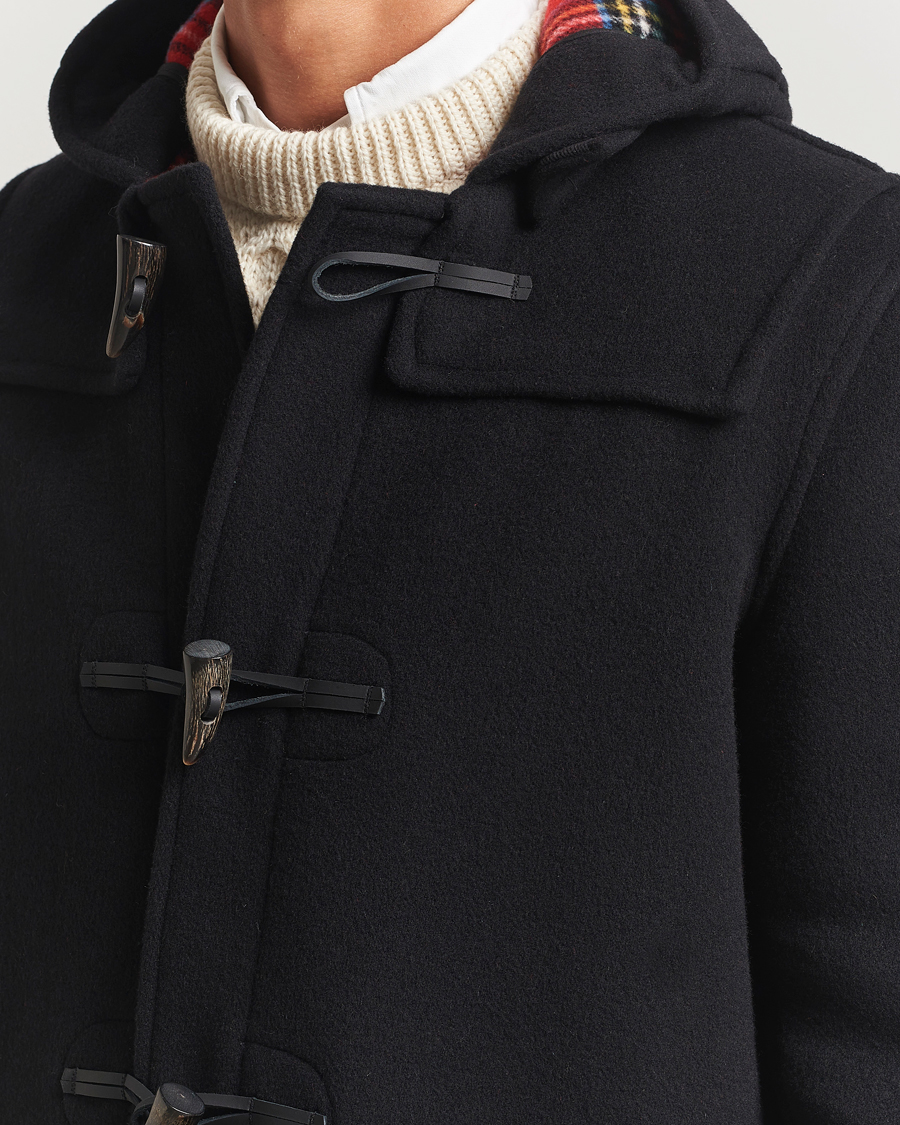 Uomini | Giacche | Gloverall | Mid Length Duffle Coat Black/Royal Stewart