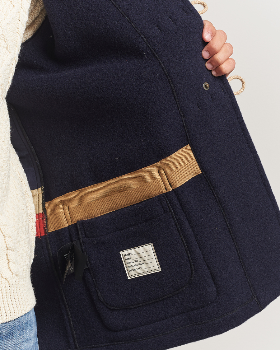 Uomini | Giacche | Gloverall | Mid Length Monty Union Jack Duffle Coat Navy