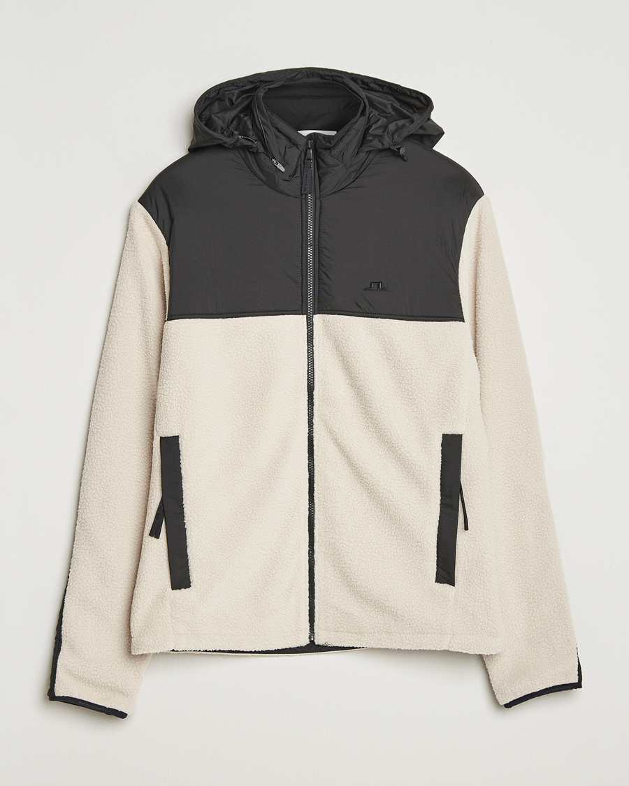 Uomini | Maglieria | J.Lindeberg | Provo Pile Hooded Full Zip Moonbeam