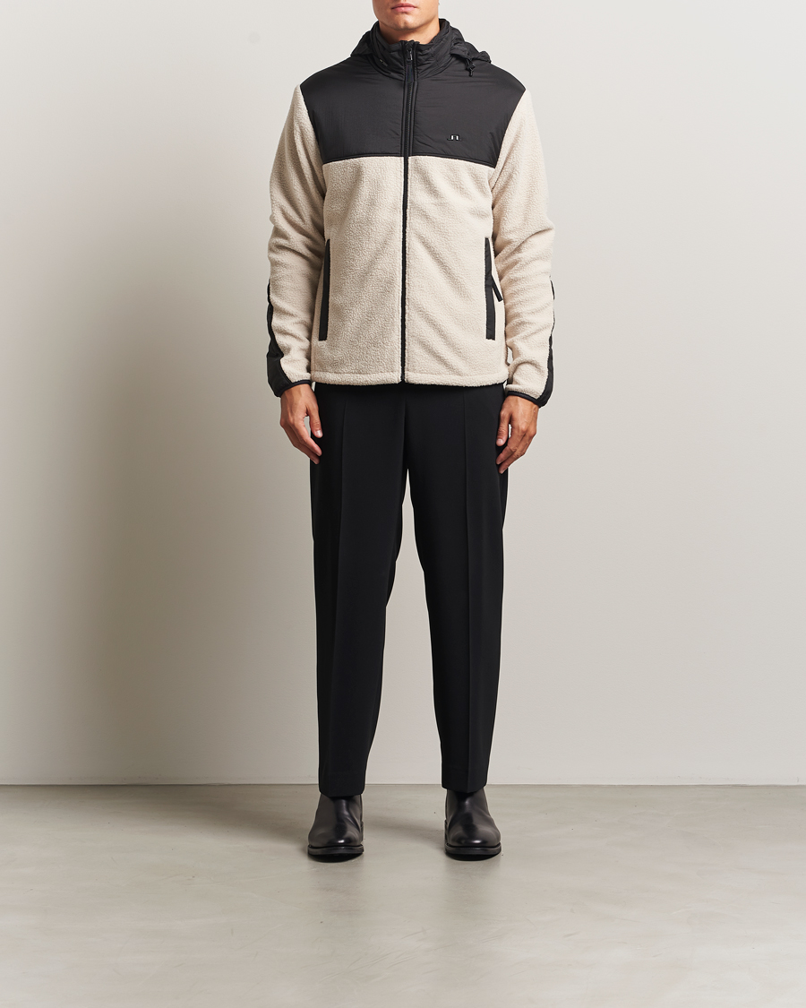 Uomini | Maglieria | J.Lindeberg | Provo Pile Hooded Full Zip Moonbeam