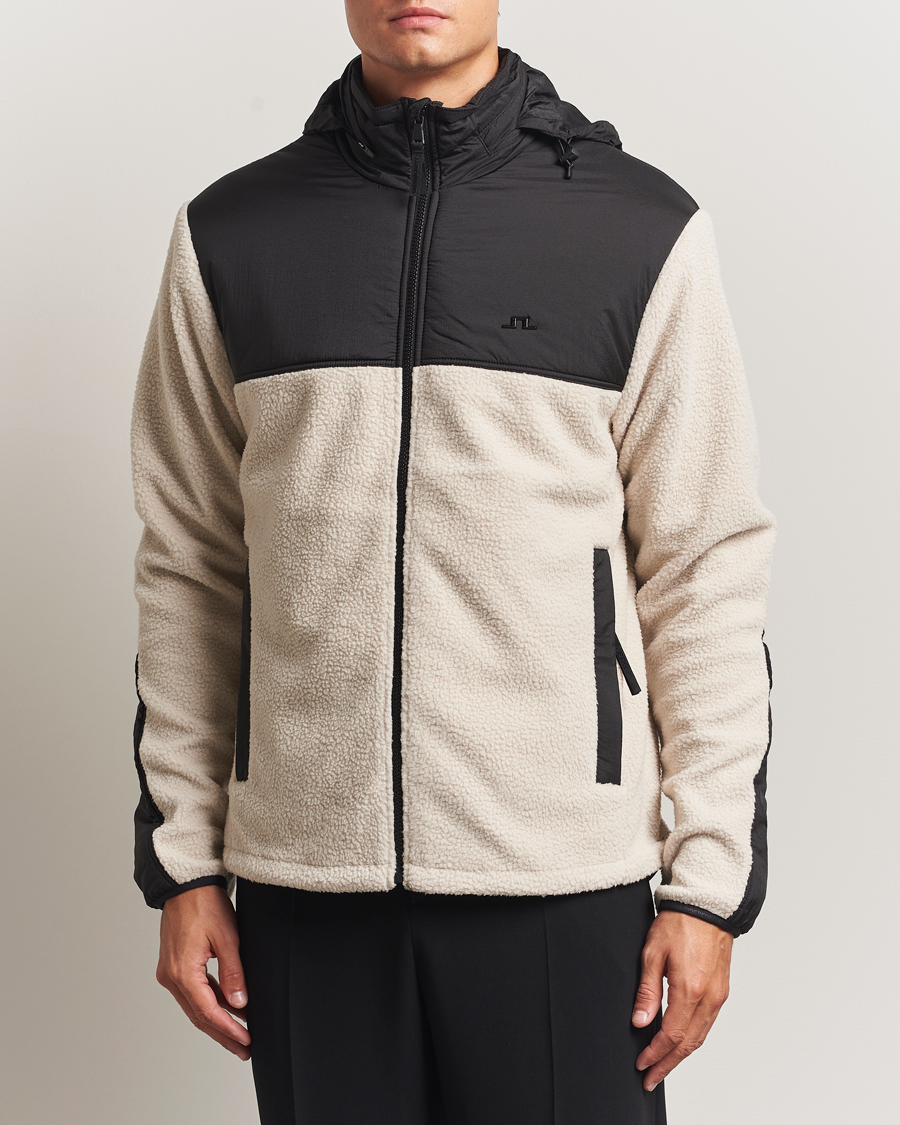 Uomini | Maglieria | J.Lindeberg | Provo Pile Hooded Full Zip Moonbeam