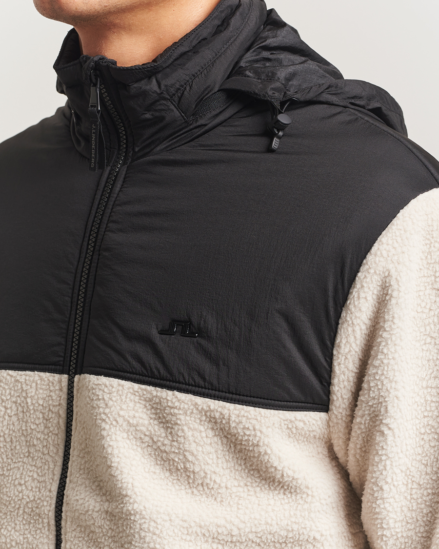 Uomini | Maglieria | J.Lindeberg | Provo Pile Hooded Full Zip Moonbeam