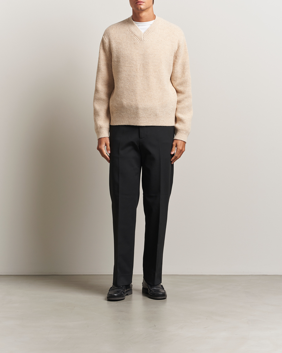 Uomini | Maglieria | J.Lindeberg | Vitor Wool Heavy Knitted V-Neck Moonbeam Melange