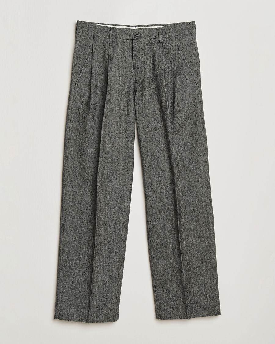Uomini | Pantaloni | NN07 | Justin Double Pleated Herringbone Trousers Grey