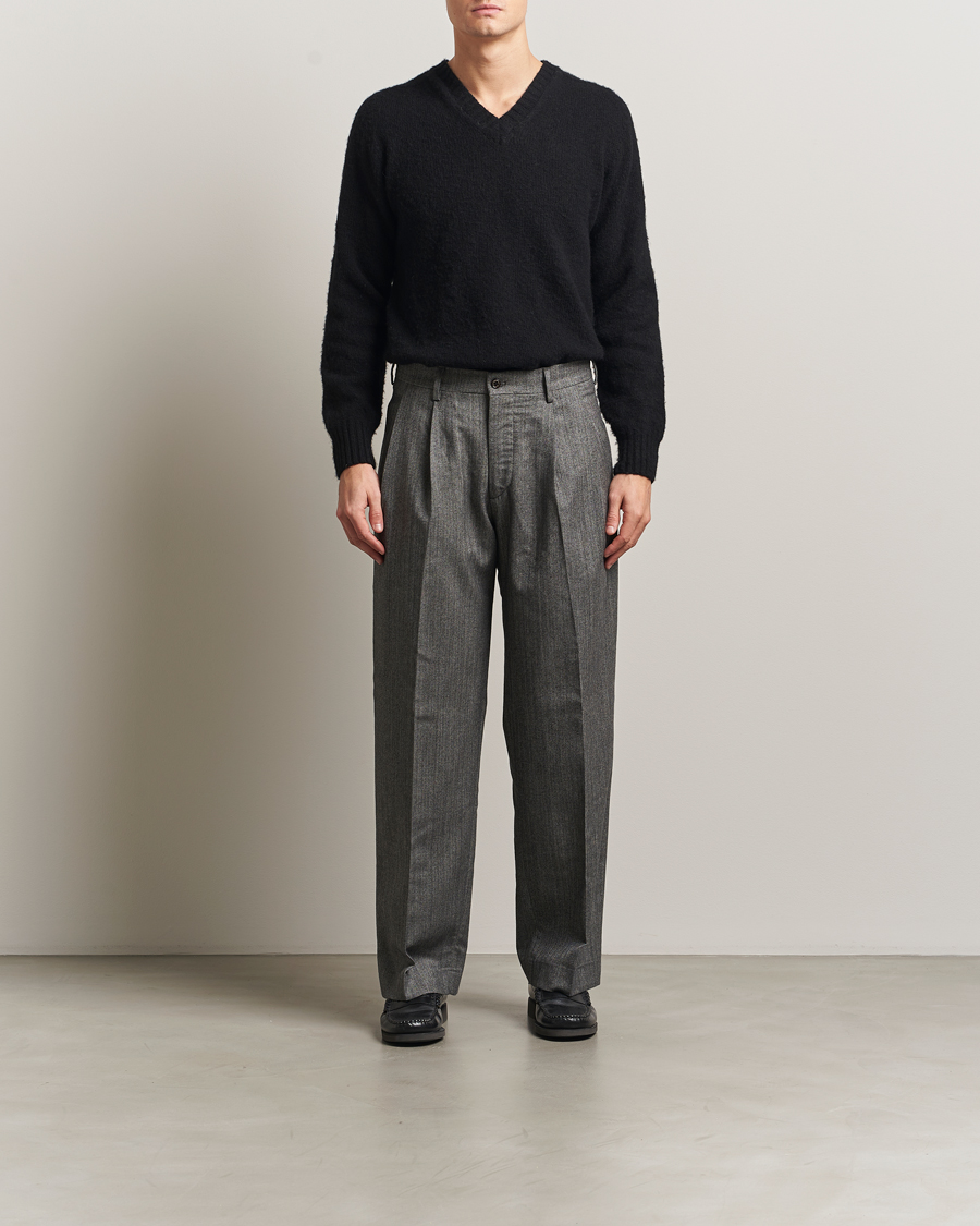 Uomini | Pantaloni | NN07 | Justin Double Pleated Herringbone Trousers Grey
