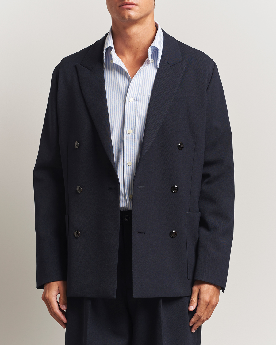 Uomini | Blazers | NN07 | Jordin Wool Double Breasted Blazer Deep Navy