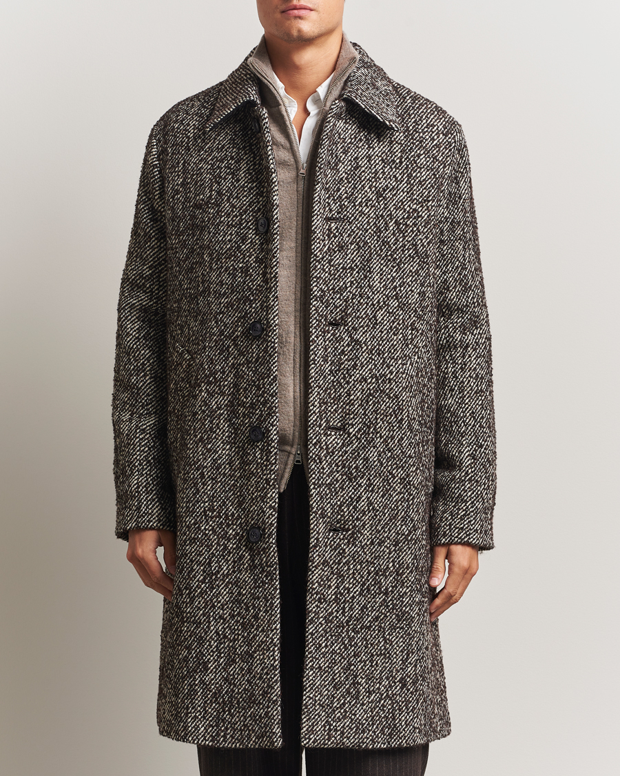 Uomini | Giacche | NN07 | Franco Wool Herringbone Coat Demitasse Brown