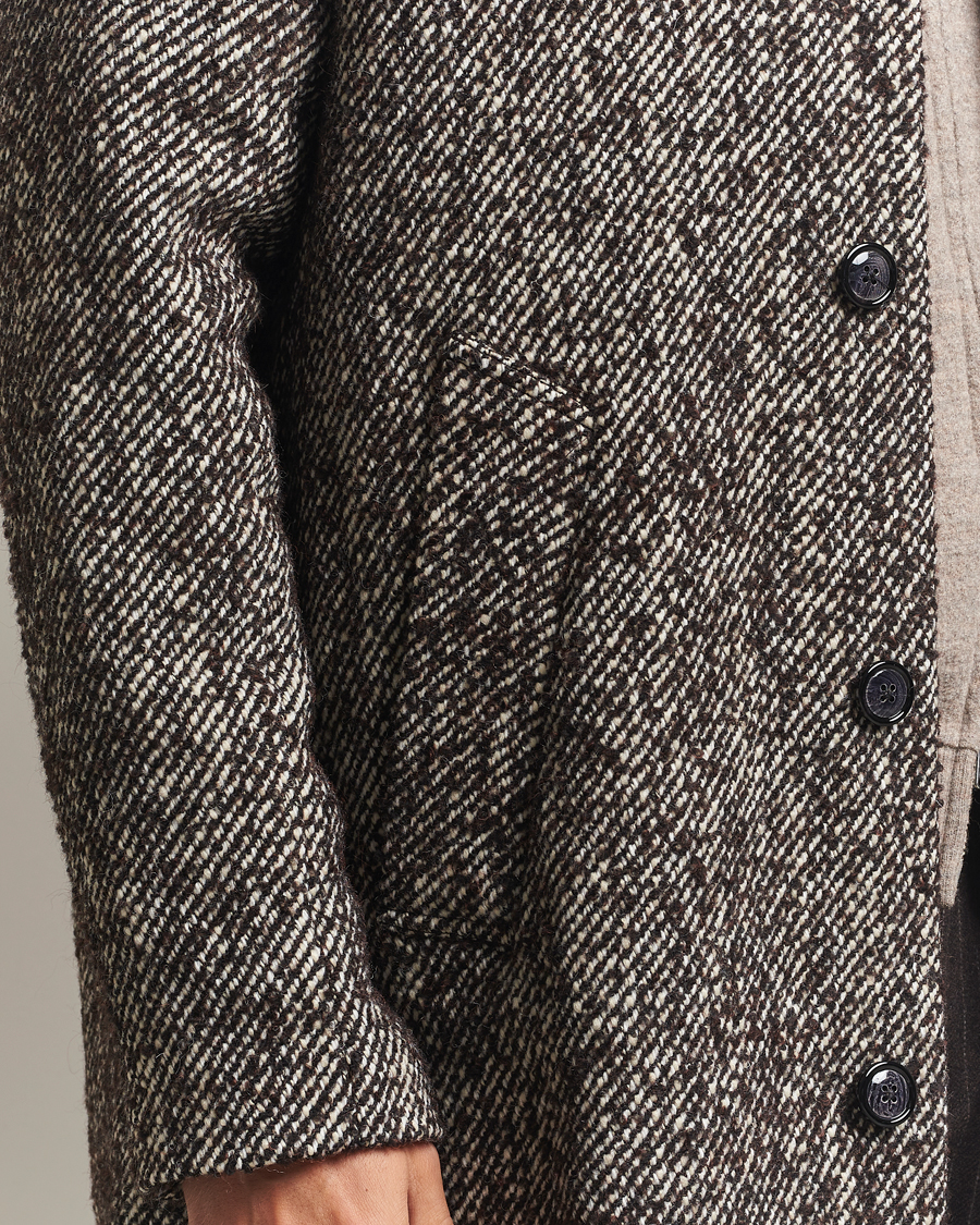 Uomini | Giacche | NN07 | Franco Wool Herringbone Coat Demitasse Brown